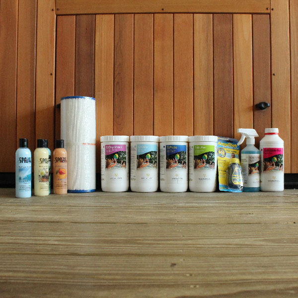 selection of hot tub chemicals